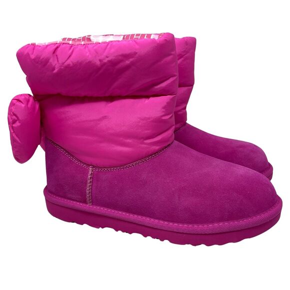 Ugg Kids Bailey Bow Maxi Wavelength Boots Pink Size 5 NEW - Picture 1 of 11